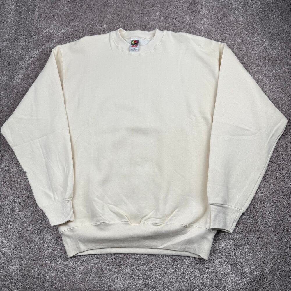 Vtg Fruit of the Loom Blank Cream Crewneck Sweatshirt Pullover Size XL